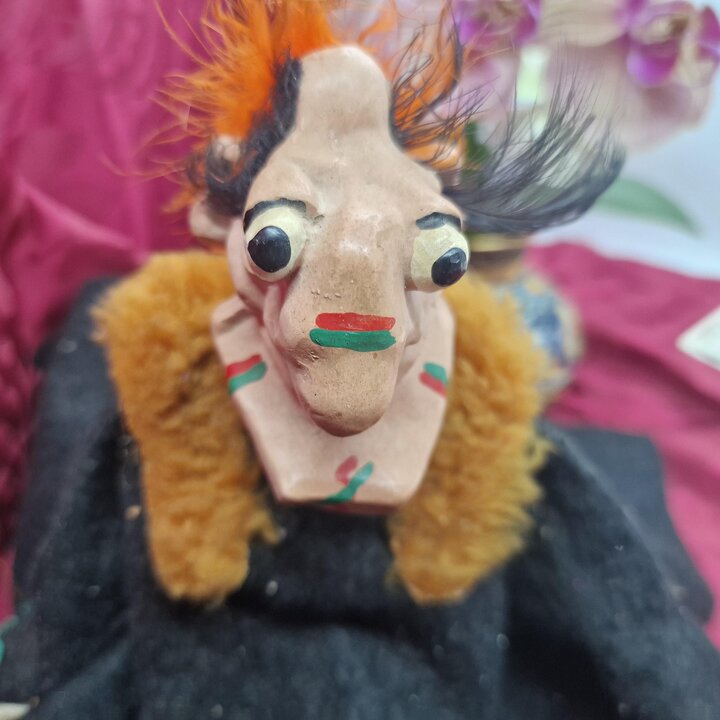 Sammlung von 5 Manit Hechiceros Puppen Keramik Valencia Spanien 1980er Satirische Karikatur Spanische Volkskunst Skulptur