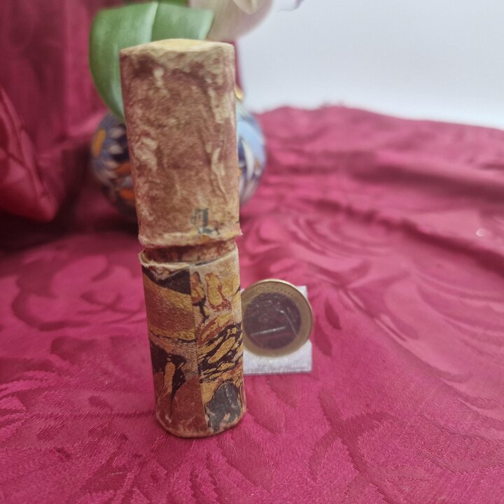 Viktorianisches Traenenflaeschchen Parfumflakon, Antikes Vergoldetes Glas mit Originaler Schachtel, 19 Jahrhundert, Bestossener 