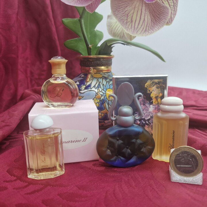 Set of 4 Vintage Miniature Perfumes Giorgio Armani Gio and Blumarine Blu, Blumarine II, Blumarine 1988, Collectible Perfume Bott