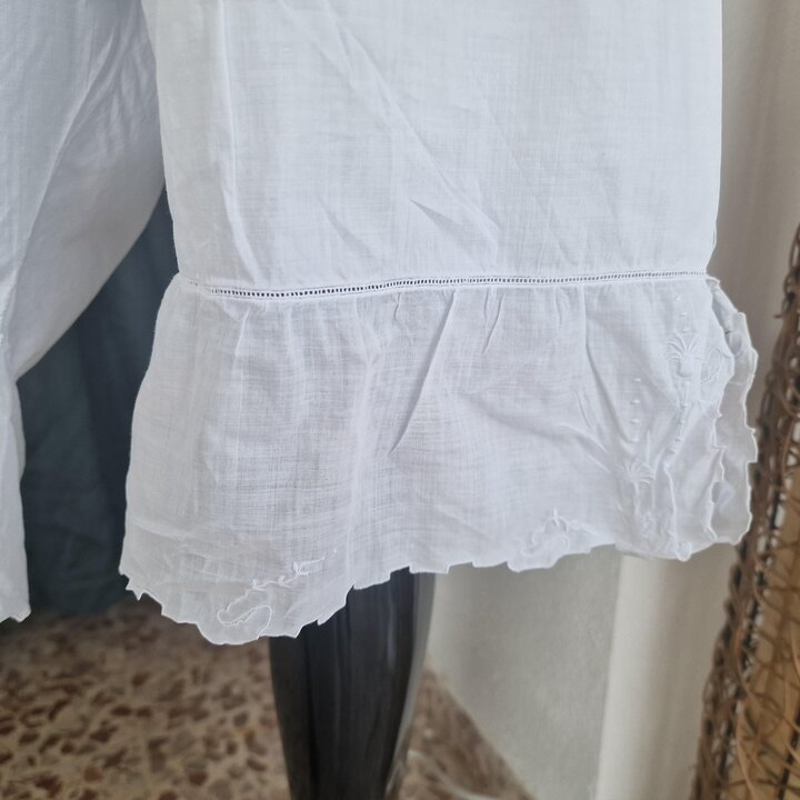 バチスト ランジェリー セット ドロワーズ キャミソール アンティーク 白 コットン 手刺繍 イニシャル 1920年代 Mサイズ バスト 94 cm