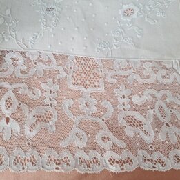 Vintage Linen Bedding Set, Calasanz Barcelona Hand Embroidered Sheet and 2 Pillowcases, Belgian Lace, Trousseau, 1st Half 20th C