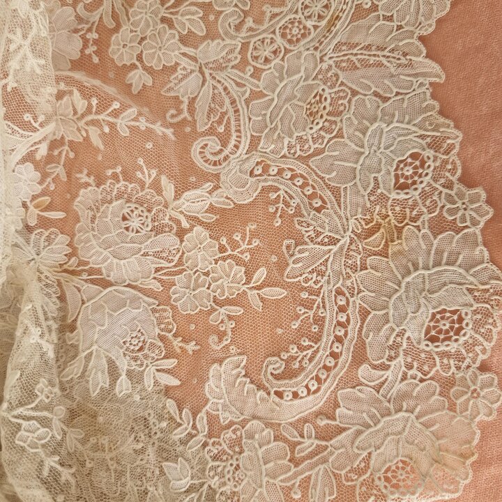 Completo Letto Antico Lenzuolo e Federe Lino Calasanz Marti Barcellona, Ricamo a Mano e Pizzo Bruxelles, Corredo Sposa 225x300cm