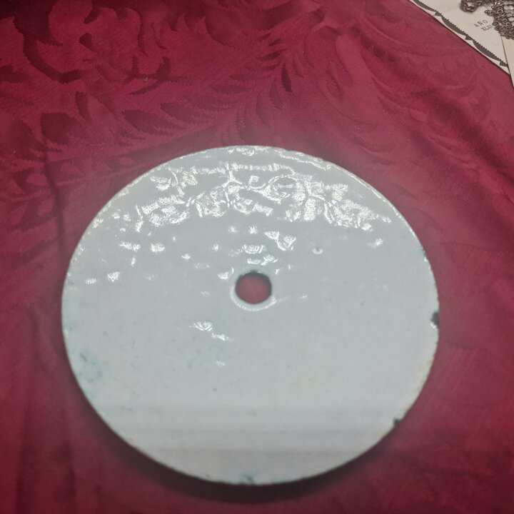 Mostrador de Relógio Antigo em Esmalte Murillo Crianças Jogando Dados, Dial de Substituição Vintage Diâmetro 11 cm