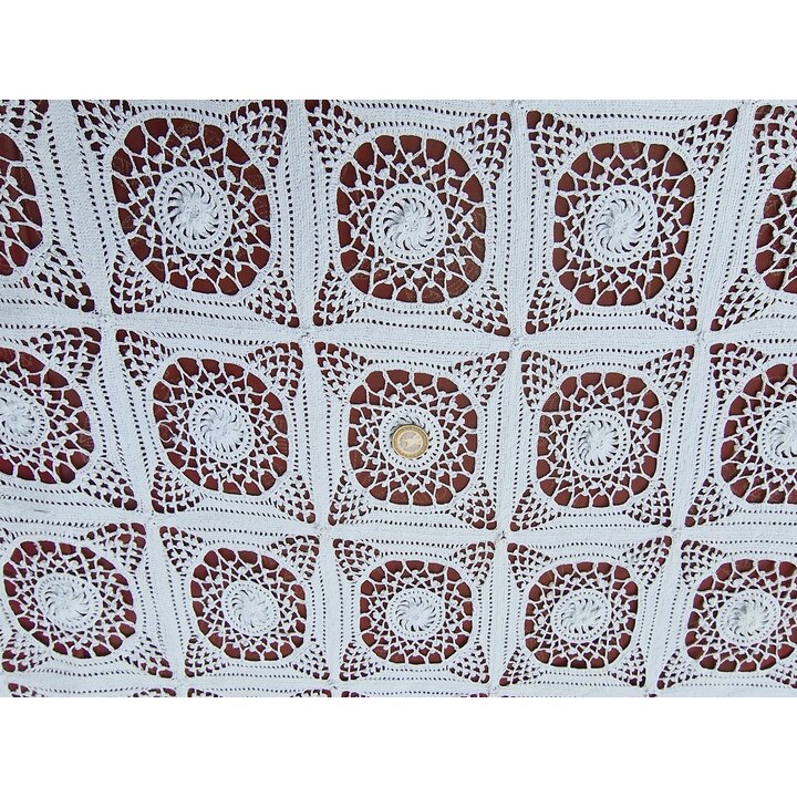 Colcha de Crochê Feita à Mão, Cobreleito de Algodão Vintage, Manta de Renda Branca Anos 30, Shabby Chic Rústico para Casal, 190x