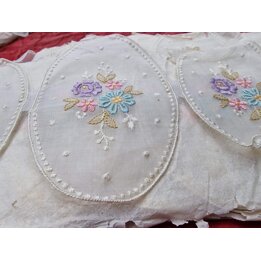 Antieke Edwardiaanse Geborduurde Mousseline Applicaties - NOS 1900 Katoen Voor Naaien en Poppenrestauratie