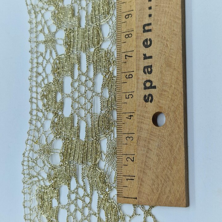 Vintage Gold Metallic Lace Trim Set - Mid-20th Century - 2.4 Meters - 8cm Wide