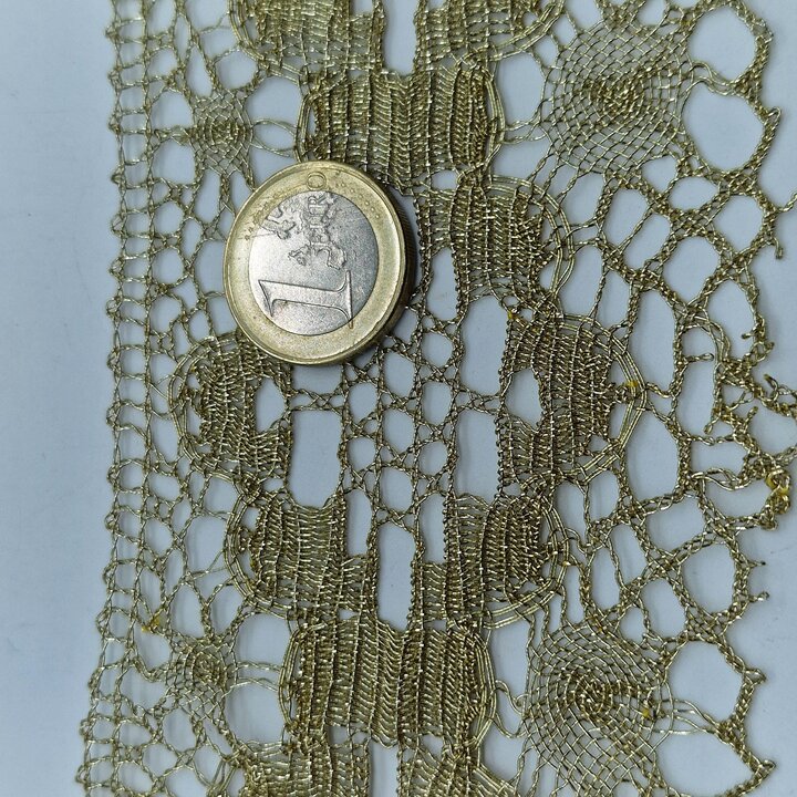 Conjunto de Renda Metálica Dourada Vintage - Meados do Século XX - 2.4 Metros - 8cm Largura