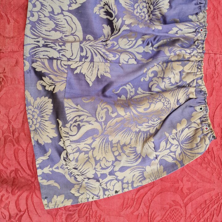 Lambrequim de igreja antigo, final do século XIX, seda jacquard litúrgica com forro de cetim, ornamento de altar têxtil 315cm