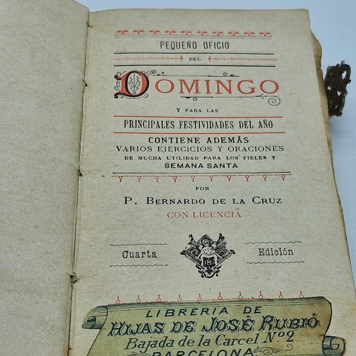 Messale Antico Pequeño Oficio del Domingo P. Bernardo de la Cruz Barcellona XIX Secolo