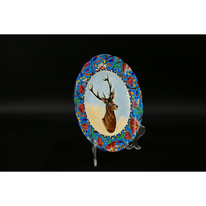 Émaux de Longwy Ceramic Plate - Deer Motif (1970s)