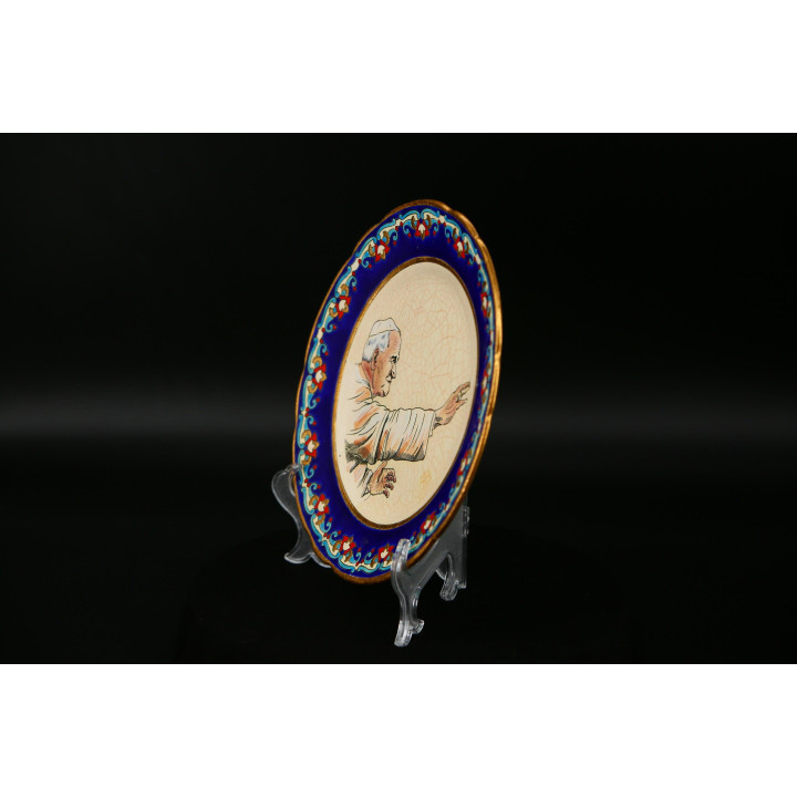 Longwy Emaille-Teller Papst Johannes Paul II.