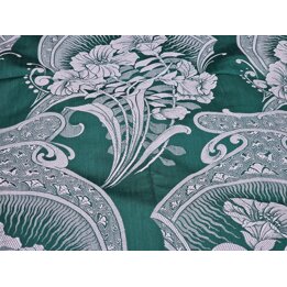 Tecido Damasco Jacquard Vintage Verde Branco | Floral Exótico Estofos Almofadas Decoração | 160cm Algodão Não Usado
