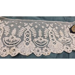 Antique lace trim and vintage lace, floral mesh embroidery, white cotton, two 1m pieces, width 10 cm, sewing restoration and wed