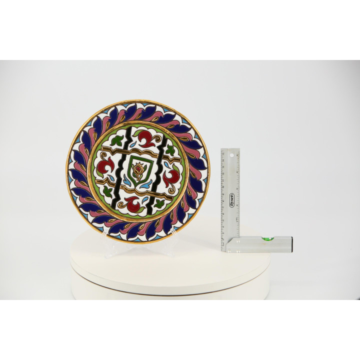 ヴィンテージ グラナダ ファハラウサ 陶器皿 - 21cm 手描き 金彩
