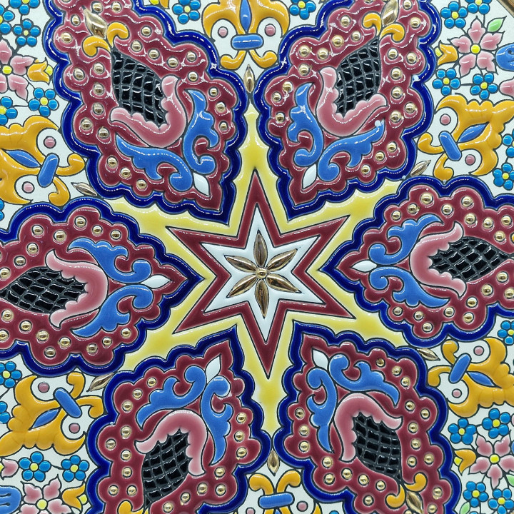 1980s Spanish Mudejar Ceramic Wall Plate 24k Gold