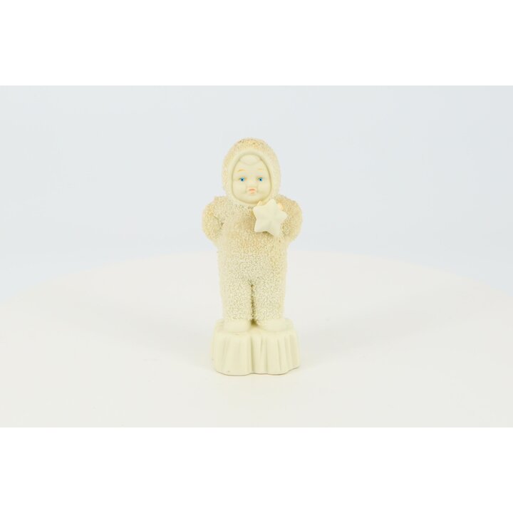 Snowbabies Figur von Department 56 und Goebel, Bisquitporzellan Junge mit Stern, Vintage 90er Weihnachtsdeko, mit Originalbox