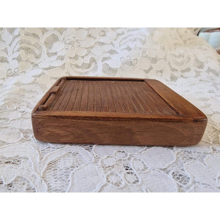 Caja de Madera para Cigarrillos Vintage, Cigarrera de Sobremesa con Tapa de Persiana, Humidor de Tabaco de Principios del Siglo 