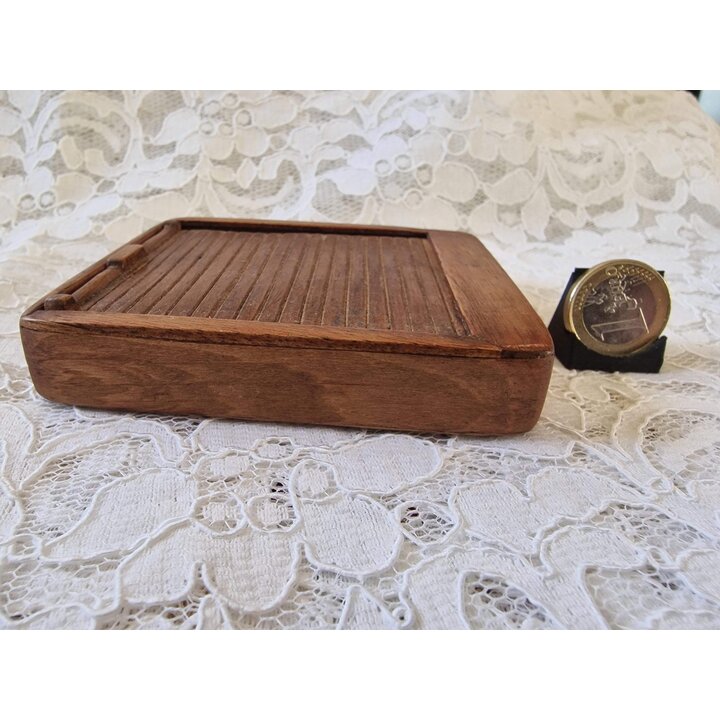 Scatola Portasigarette Vintage in Legno, Portasigarette da Tavolo con Serranda Scorrevole, Portalettere da Scrittoio Inizio Nove