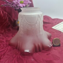 Tulipa de Vidro Fosco Vintage, Cupula de Lampada de Reposicao com Borda Pintada de Bordo, Globo de Meados do Seculo Boca de 5,5 