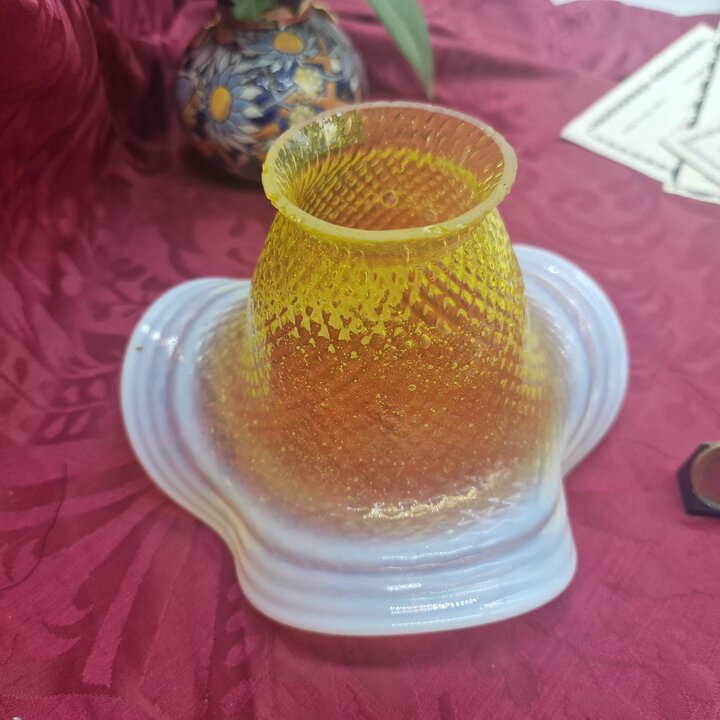Cupula de Vidro Art Deco Abajur Globo de Reposicao Amarelo Selenio Cadmio Vidrio Opalino Ondulado para Lustre Pendente Mesa Pare