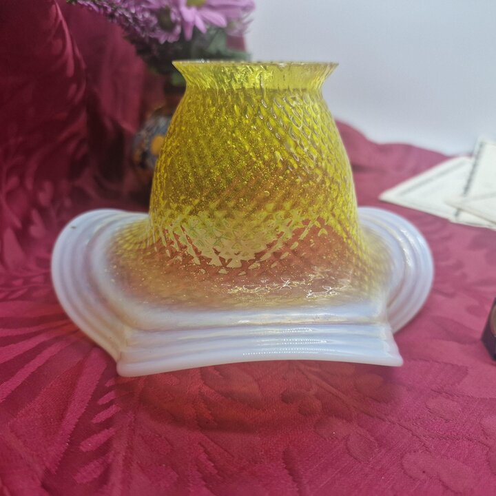 Cupula de Vidro Art Deco Abajur Globo de Reposicao Amarelo Selenio Cadmio Vidrio Opalino Ondulado para Lustre Pendente Mesa Pare