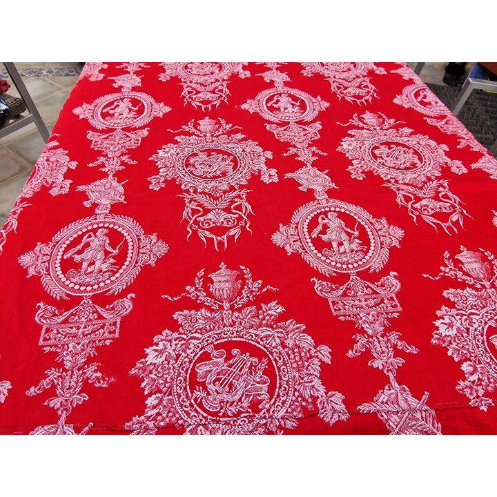 Vintage Rode Damaststof - Toile & Neoklassieke Stijl | Jacquard Katoen voor Bekleding Kussens - 1,6 m
