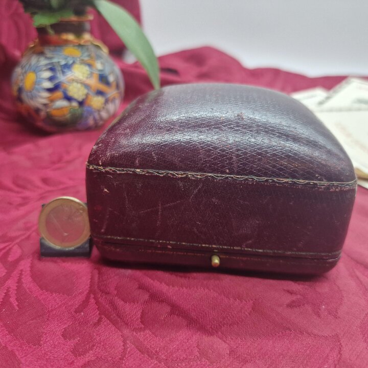 Antique Jewelry Box Presentation Case Rafael Torres Joyero Valencia 10x10x5 cm Mid 20th Century Velvet Satin Lining Working Clas