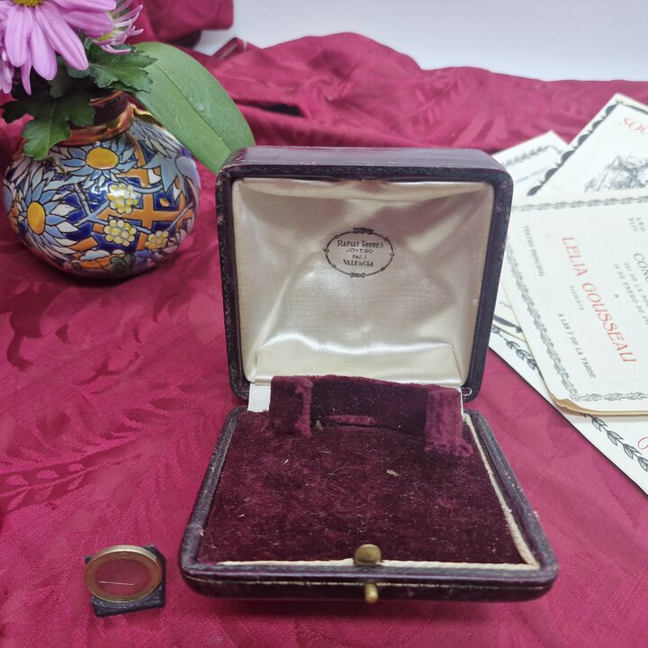 Astuccio Portagioie Antico Custodia Rafael Torres Joyero Valencia 10x10x5 cm Metà XX Secolo Scatola per Orologio o Bracciale