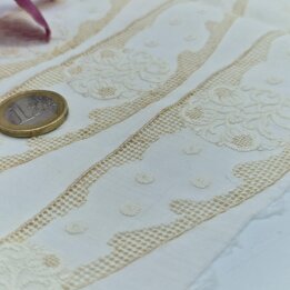 Vintage Spitzenborte Panel, Florale Baumwoll Batist Spitze, 60 x 15 cm, Historische Dessous Borte Handarbeit