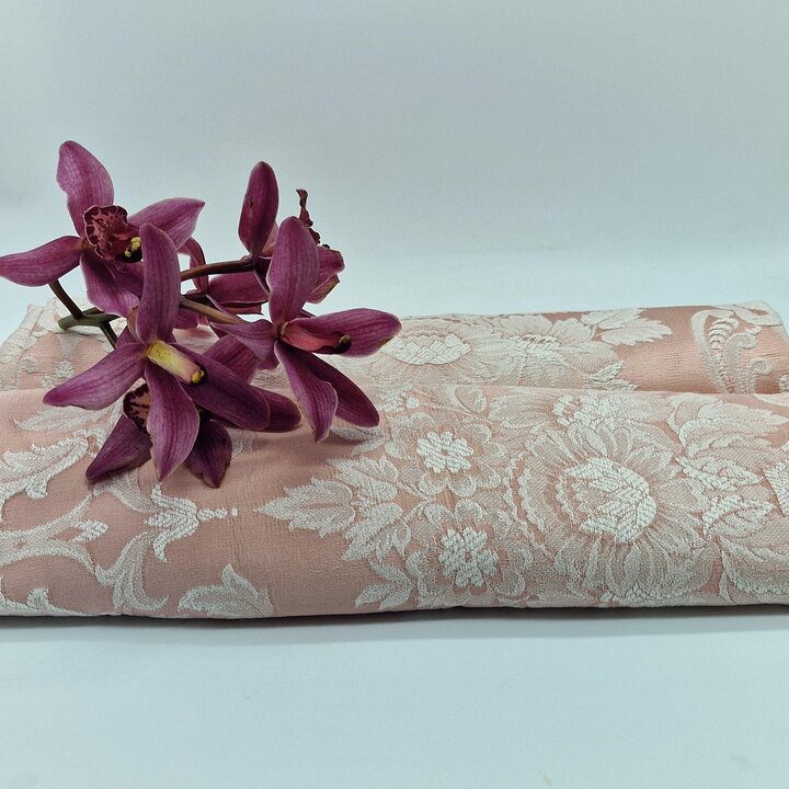 Antique Silk Fabric Jacquard Damask Panel Valencia Regional Fallera Dress Textile 125x90cm 1920s Remnant