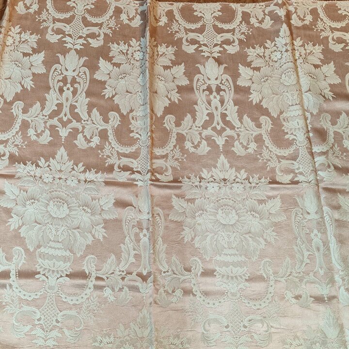 Antique Silk Fabric Jacquard Damask Panel Valencia Regional Fallera Dress Textile 125x90cm 1920s Remnant