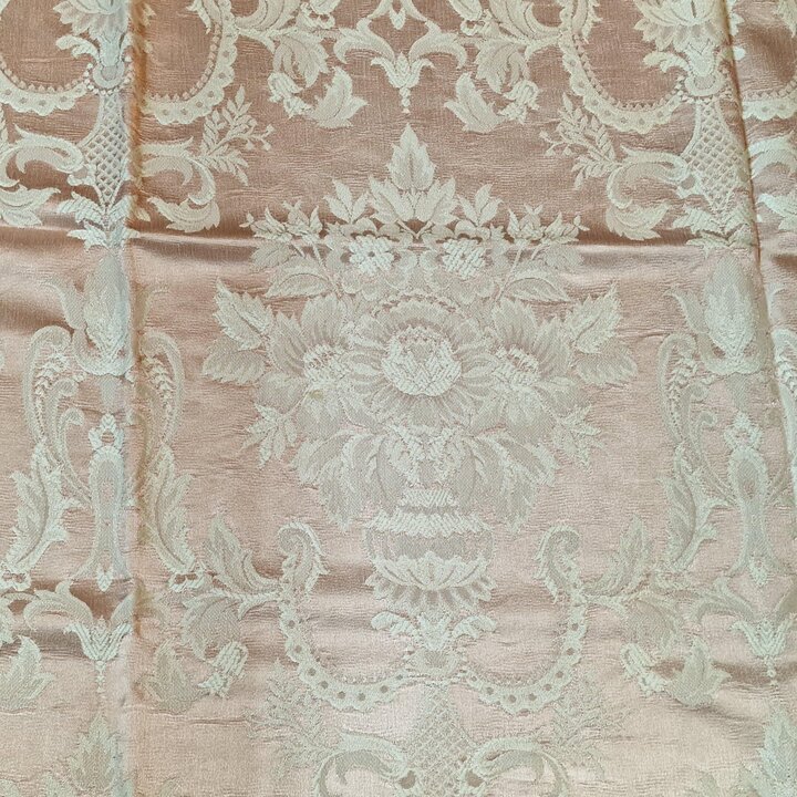 Antique Silk Fabric Jacquard Damask Panel Valencia Regional Fallera Dress Textile 125x90cm 1920s Remnant