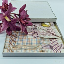 Fazzoletti da Taschino Uomo Set di 4 Barcellona Anni 1920 Cotone Art Deco Nuovi d Epoca in Scatola Originale