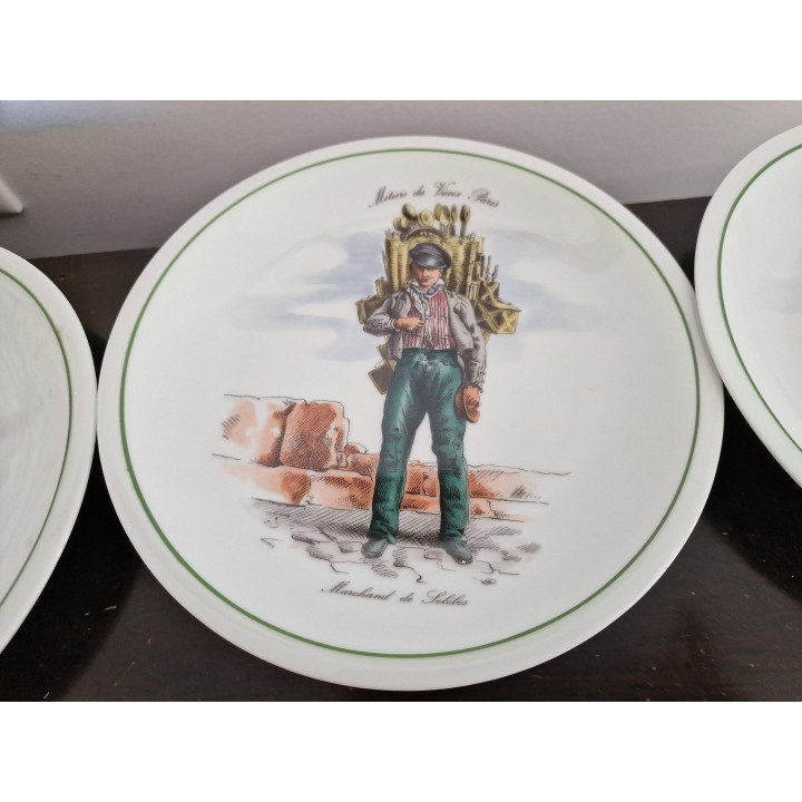 Lot de 6 Assiettes Vintage Porcelana Berry "Métiers du Vieux Paris"