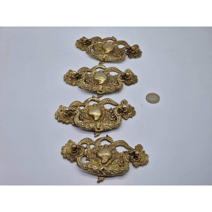 ロココ調ブロンズ取っ手4個セット - アンティーク家具金具 - 1920年代