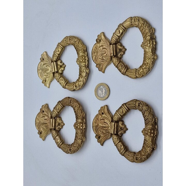 Juego de 4 Tiradores de Bronce para Muebles Antiguos Estilo Neoclásico