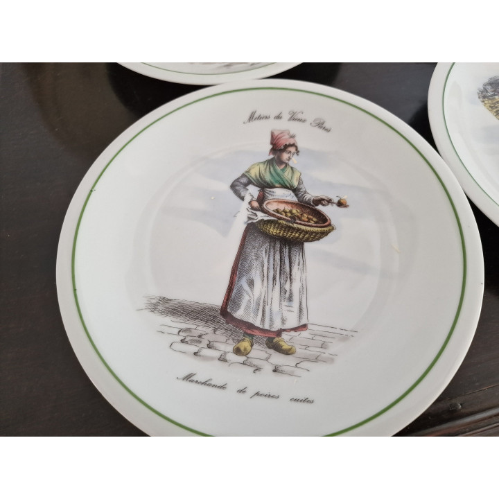 Juego de 6 Platos Vintage Porcelana Berry "Métiers du Vieux Paris"