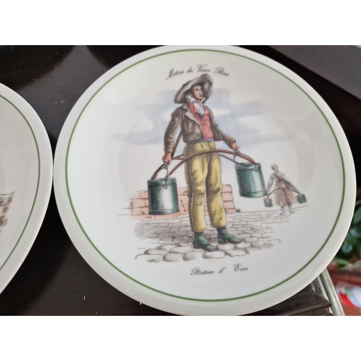 Lot de 6 Assiettes Vintage Porcelana Berry "Métiers du Vieux Paris"