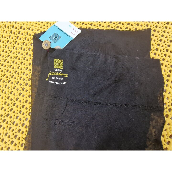 Bas Nylon Vintage Bas Couture Janira Années 60, Noir Nylon 30 Denier Couture RHT Deadstock, Taille 9.5-10