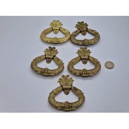 Juego de 5 tiradores de bronce estilo Neoclásico para muebles antiguos - Manijas decorativas de cisnes 12x6 cm