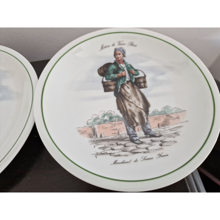 Lot de 6 Assiettes Vintage Porcelana Berry "Métiers du Vieux Paris"