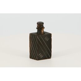 Houten Parfumfles Handgesneden, Vintage Flacon voor Essentiële Oliën, Handgemaakte Etnische Geometrische Parfumeur, 1990 Decor, 