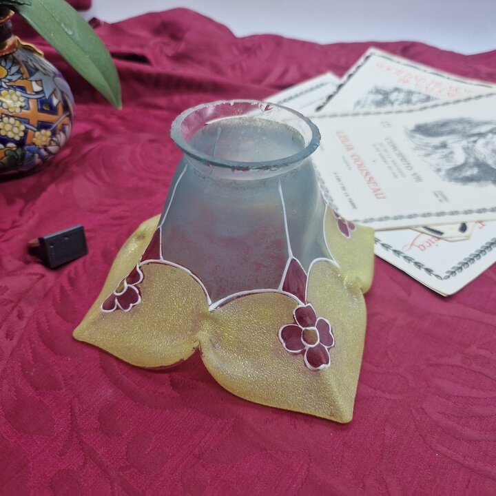 Paralume in Vetro Art Deco, Tulipa per Lampada, Globo di Ricambio Dipinto a Mano, Diffusore per Applique e Lampadario Attacco 5.