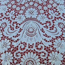 Runde Tischdecke Nadelspitze Weiß Ø 80 cm, Handarbeit Vintage 1950