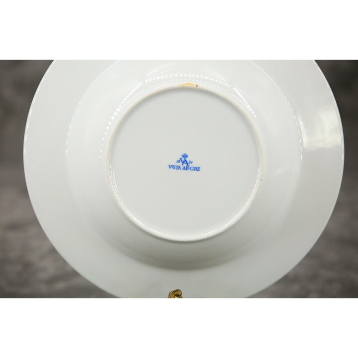 ビスタアレグレ 磁器製スーププレート 深皿 パスタボウル、青いコバルト花柄のポルトガル製ファインチャイナ高級食器 23cm、20世紀後半ヴィンテージの皿
