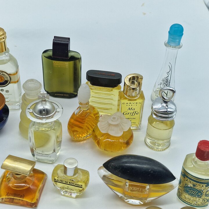 Набор 30 винтажных миниатюр парфюма, коллекционные флаконы, Vivienne Westwood, Caron, Paco Rabanne, Carven, стекло 1980-2000 год
