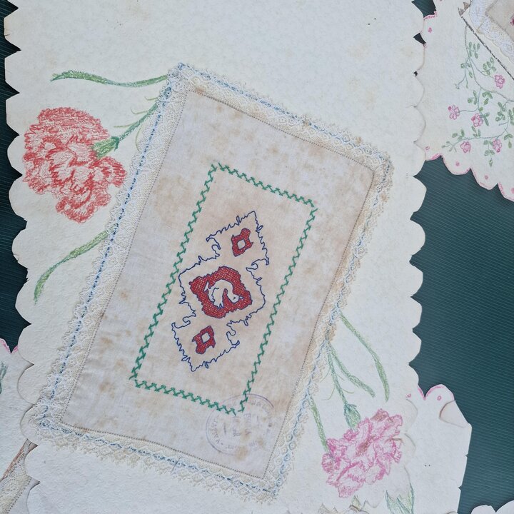 Mostruarios de Bordado Set de 10 Espanha Anos 50, Exames de Costura Escola Jativa, Bordados Vintage e Desenhos Feitos a Mao
