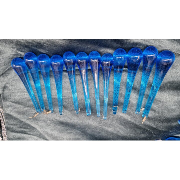 10 Gouttes de Lustre en Verre Bleu, Pendants en Cristal Vintage 9cm, Pièces de Rechange pour Lustre Ancien