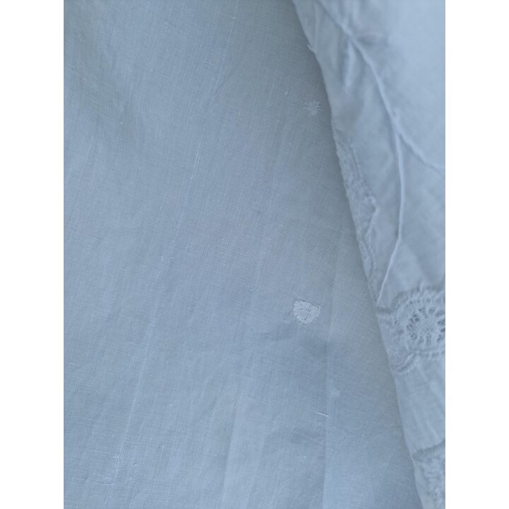 Drap de Mariage Ancien Lin Dentelle aux Fuseaux Main Monogramme MG Début 20e Siècle Couvre Lit Blanc Historique 240x280 cm