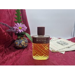 Monsieur Rochas Eau de Cologne Fragrance, Vintage Rochas Men Perfume Splash, Partial Fill 140 ml of 200 ml, 1969 Guy Robert Form